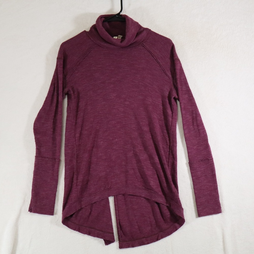 We The Free by Free People Women's XS Cowl Neck High‑Low Top Maroon Long Sleeve